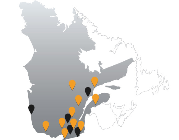 Carte du Québec - ACQ régionales